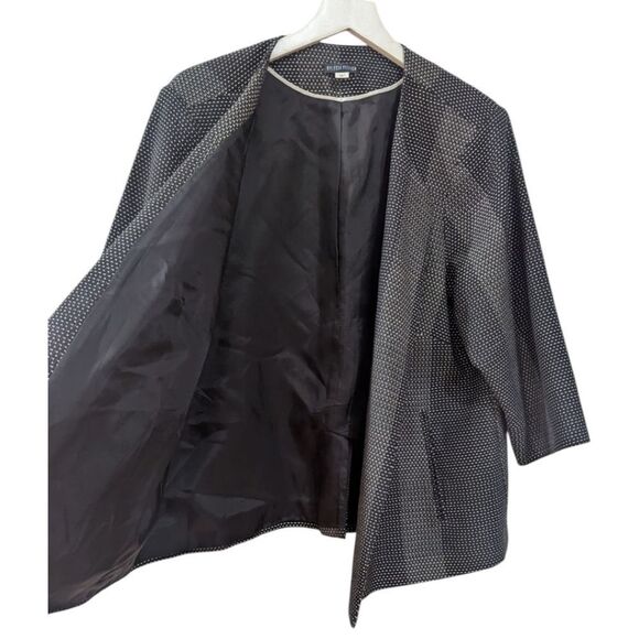 Eileen Fisher Womens S Woven Pattern Round Neck Open-Front Blazer 3/4 Sleeves - Picture 4 of 10